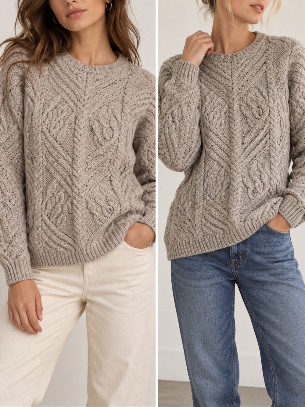 Aran Mor Ireland Women’s XS 100% Merino Wool Cable Knit Aran Sweater Irish